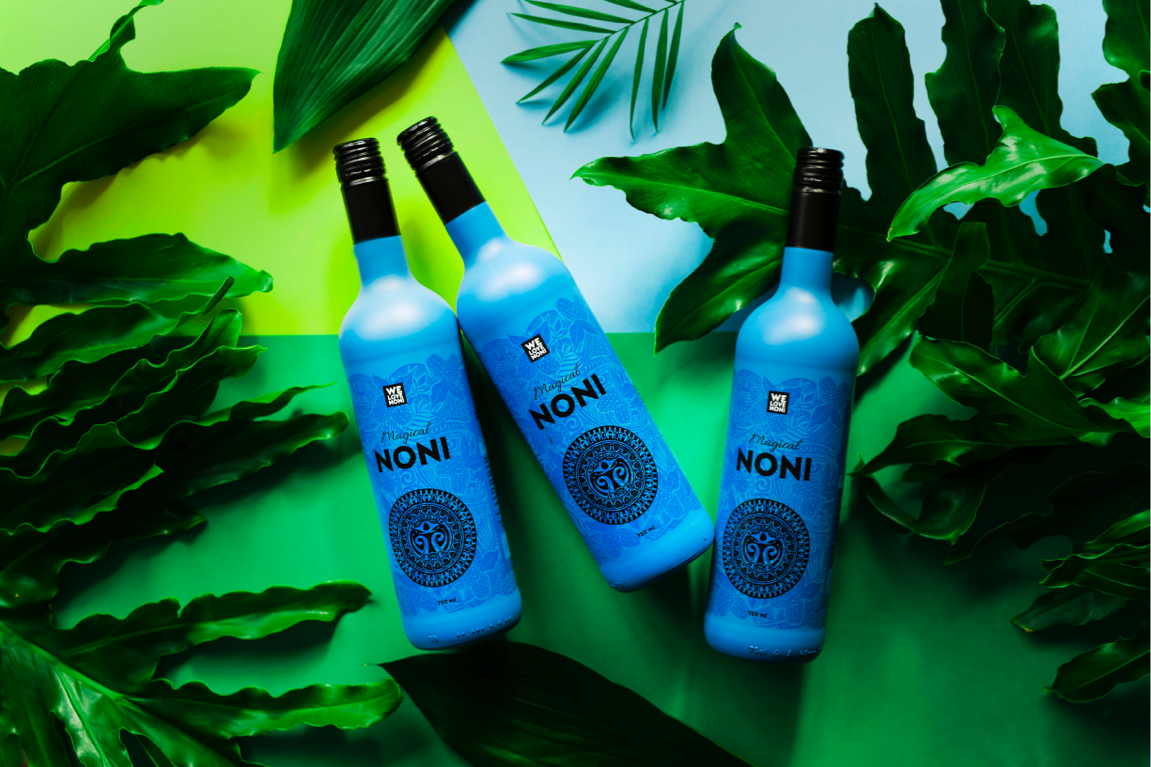 Noni juice in bottles